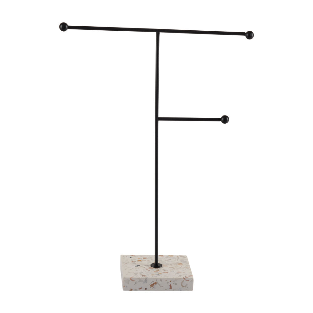 Smykkestativ m. terazzo fod, Sort - H33,5 cm